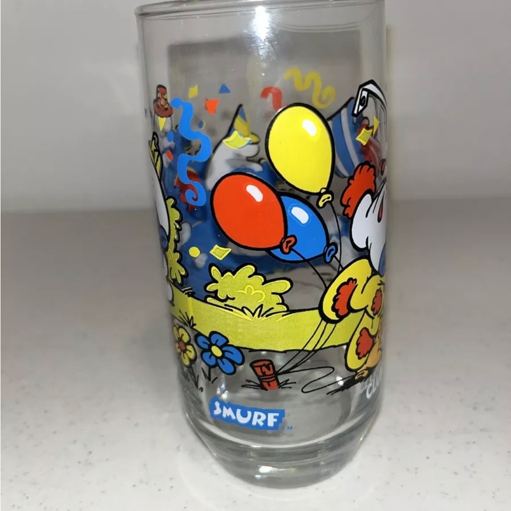 Smurf Hardee’s party, drinking glass, clumsy vintage, 1983 retro - Picture 2 of 5